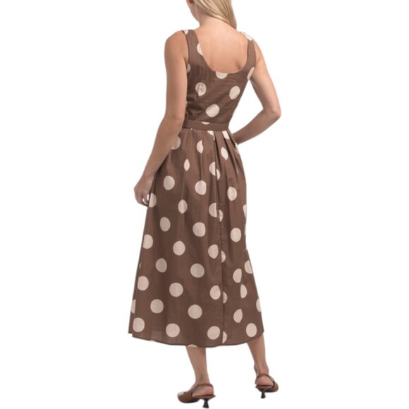 LINEA MODA Made In Italy Sleeveless Polka Dot Midi Dress - Picture 2 of 3